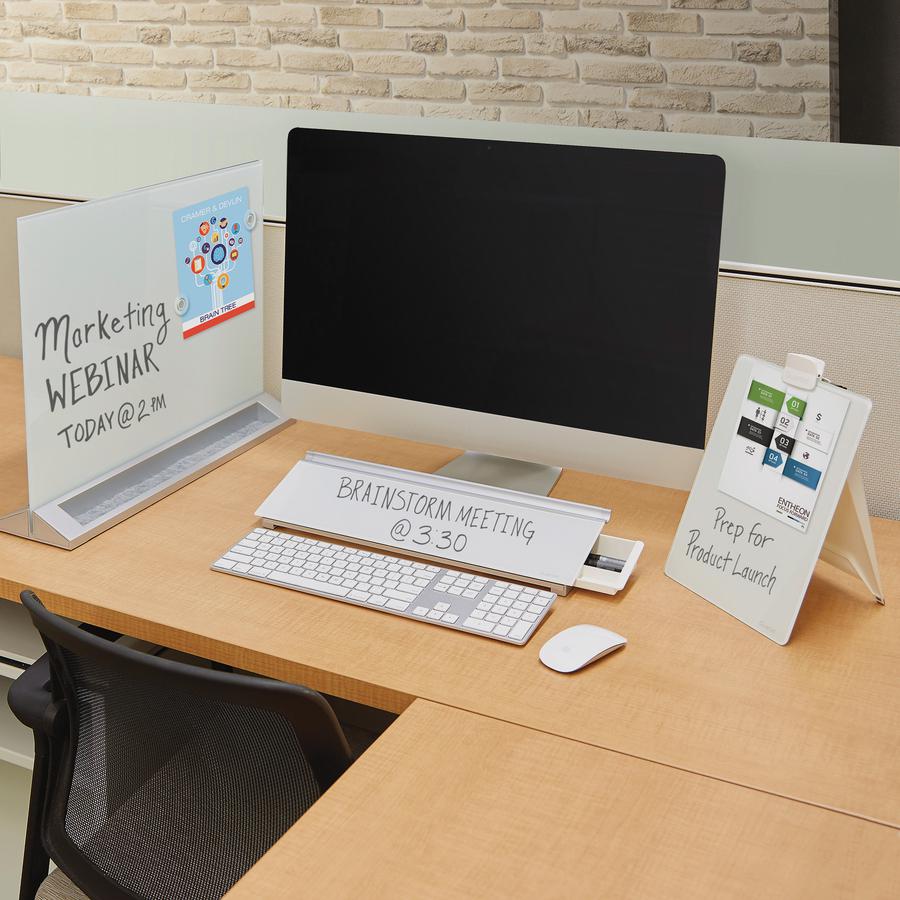 Quartet Magnetic Desktop Glass Dry-Erase Panel - 23" (1.9 ft) Width x 17" (1.4 ft) Height - White Tempered Glass Surface - Rectangle - Desktop - Magnetic - 1 Each. Picture 2