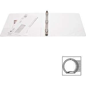 Business Source Round-ring View Binder - 1/2" Binder Capacity - Letter - 8 1/2" x 11" Sheet Size - 125 Sheet Capacity - Round Ring Fastener(s) - 2 Internal Pocket(s) - Polypropylene - White - Sturdy, . Picture 5
