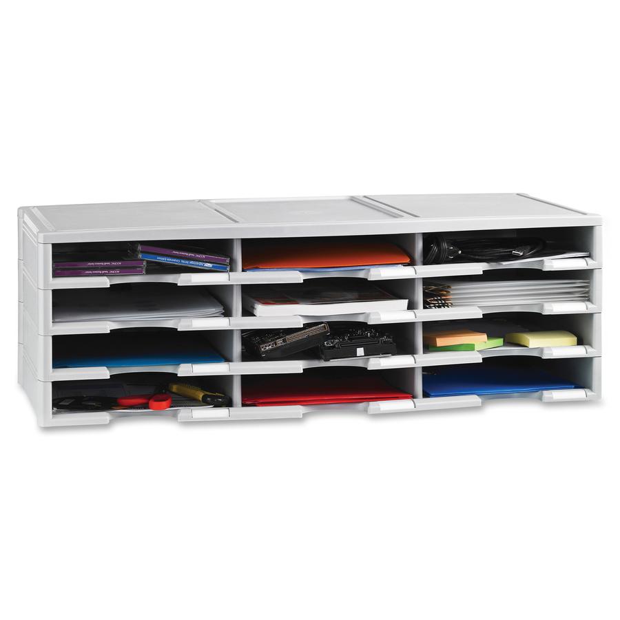 Storex 12-compartment Organizer - 6000 x Sheet - 12 Compartment(s) - 9.50" x 12" - 10.5" Height x 14.1" Width31.4" Length - 100% Recycled - Gray - Polystyrene - 1 Each. Picture 5