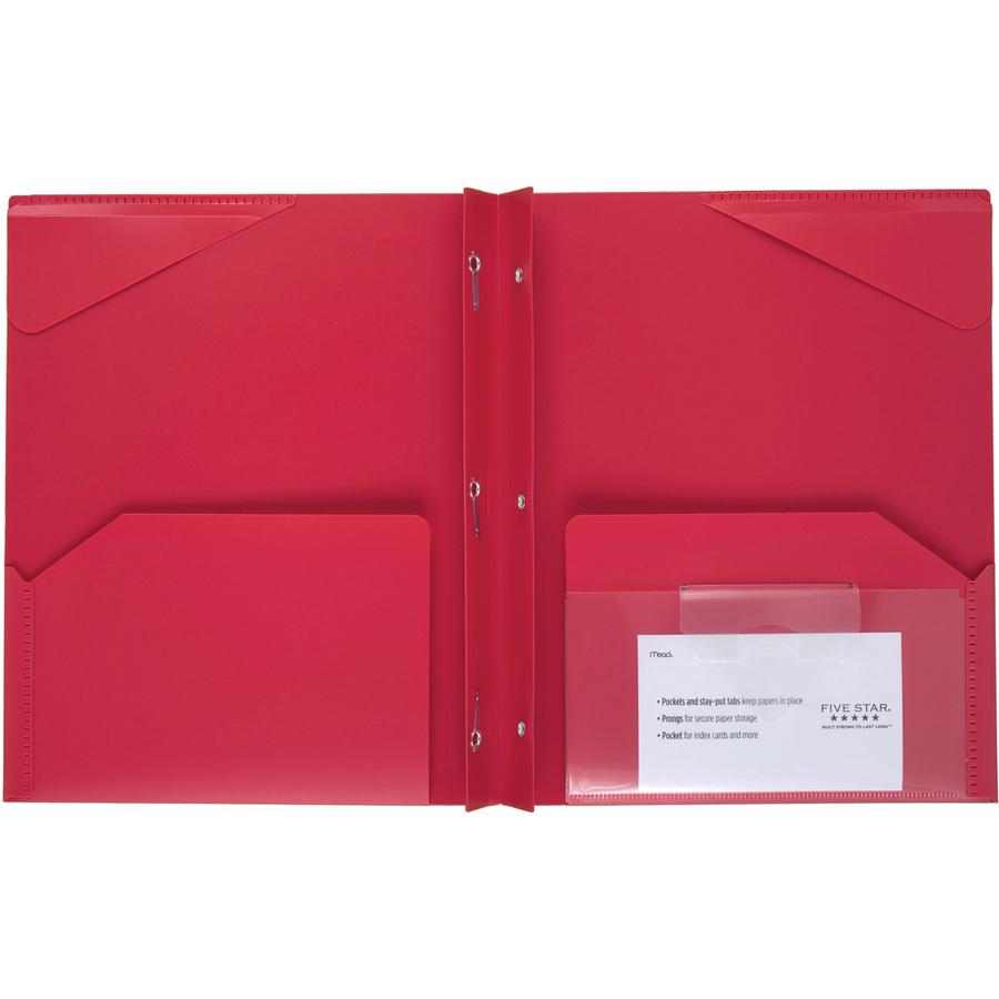 Mead Pocket Folder - 3 x Prong Fastener(s) - 2 Pocket(s) - Assorted - 4 / Pack. Picture 2