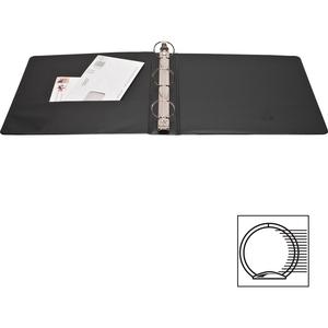 Business Source Standard View Round Ring Binders - 1 1/2" Binder Capacity - Letter - 8 1/2" x 11" Sheet Size - 350 Sheet Capacity - 3 x Round Ring Fastener(s) - 2 Internal Pocket(s) - Chipboard - Blac. Picture 10