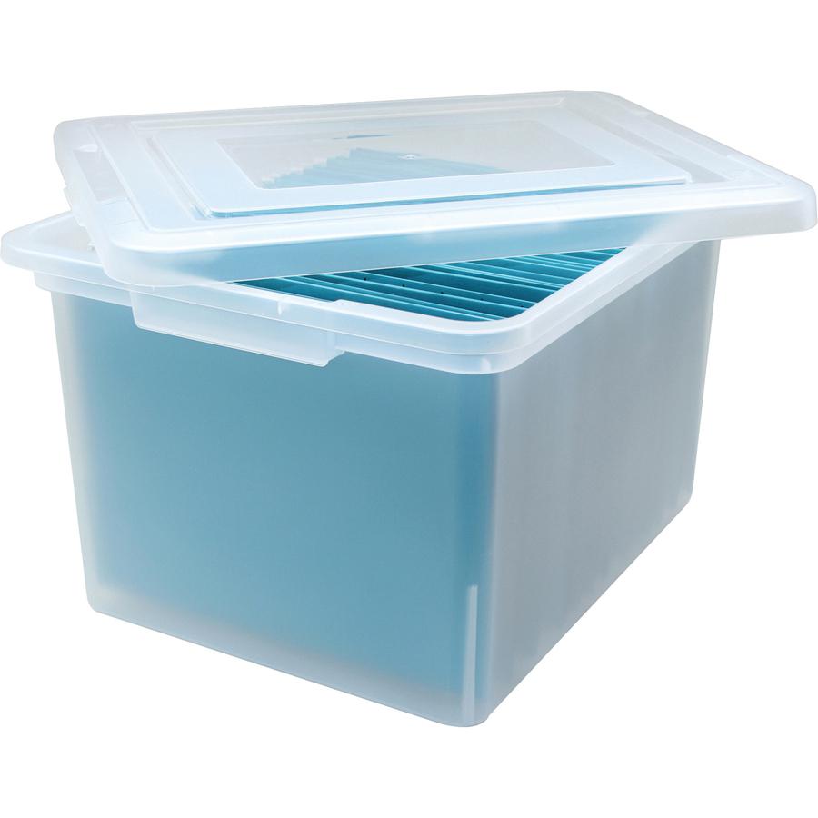 Lorell Stacking File Boxes - External Dimensions: 14.2" Width x 18" Depth x 10.8"Height - Media Size Supported: Letter, Legal - Interlocking Closure - Stackable - Plastic - Clear - For File - 2 / Cart. Picture 2