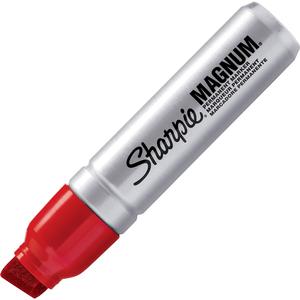 Sharpie Magnum Permanent Marker - Jumbo Marker Point - 15.87 mm Marker Point Size - Chisel Marker Point Style - Red - Silver Plastic Barrel - Felt Tip - 12 / Box. Picture 2