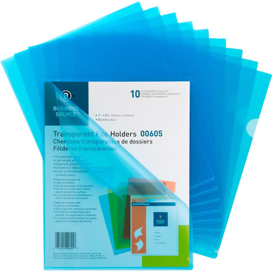 Business Source Letter File Sleeve - 8 1/2" x 11" - 20 Sheet Capacity - Blue - 50 / Box. Picture 2