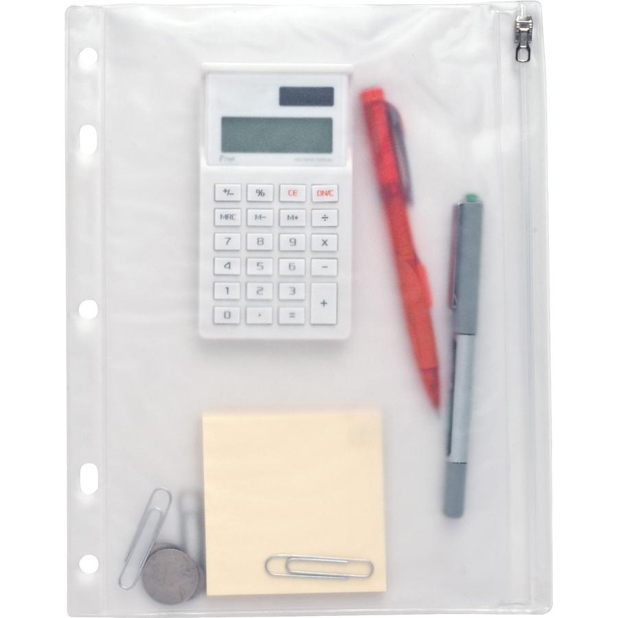 Business Source Punched Economy Binder Pocket - 9.5" Height x 6" Width - 7 x Holes - Ring Binder - Clear - Plastic - 24 / Box. Picture 2