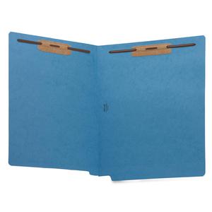 Business Source Letter Recycled Fastener Folder - 8 1/2" x 11" - 2 Fastener(s) - End Tab Location - Blue - 10% Recycled - 50 / Box. Picture 2