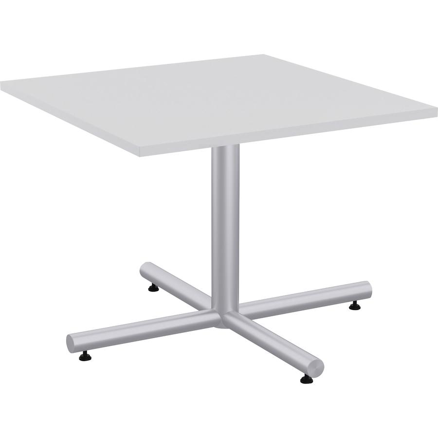 Lorell Hospitality Cafe-Height Table X-Leg Base - Metallic Silver X-shaped Base - 30" Height x 36" Width x 36" Depth - Assembly Required - 1 Each. Picture 2