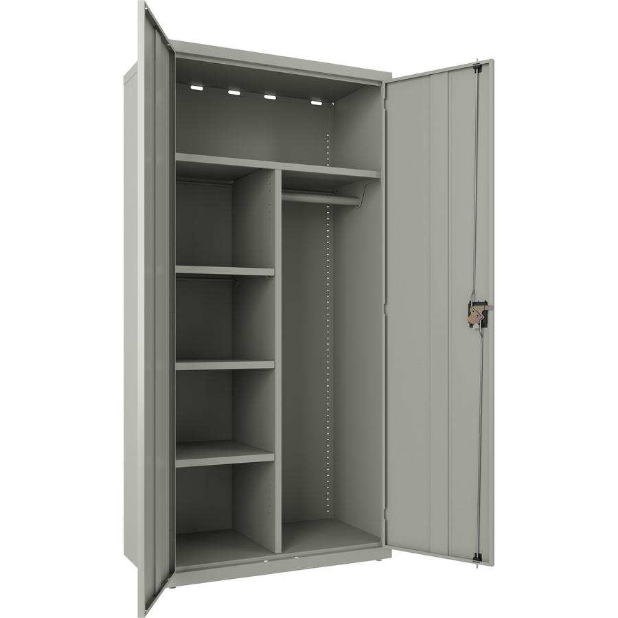 Lorell Fortress Series Wardrobe Cabinet - 18" x 36" x 72" - 2 x Door(s) - Locking Door - Gray - Steel - Recycled. Picture 2