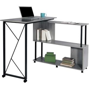 Safco Mood Rotating Worksurface Standing Desk - Box 1 of 2 - Rectangle Top - 53.25" Table Top Width x 21.75" Table Top Depth - 42.25" Height - Assembly Required - Laminated, Gray - Powder Coated Steel. Picture 2