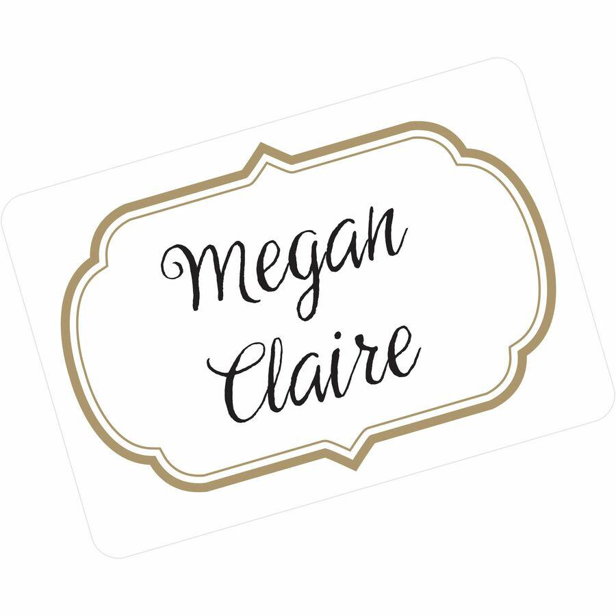 Avery&reg; Self-Adhesive Removable Name Tag Labels with Gold Metallic Border - 120 / Pack - 2.33" Holding Width x 3.38" Holding Height - Rectangular Shape - Flexible, Self-adhesive, Removable, Printab. Picture 4
