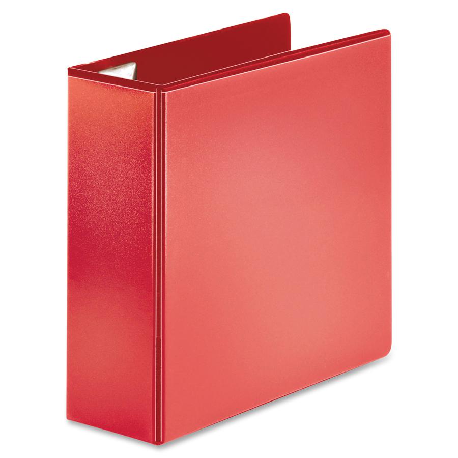 Business Source Red D-ring Binder - 4" Binder Capacity - D-Ring Fastener(s) - 4 Pocket(s) - Polypropylene - Red - Non-stick, Labeling Area - 1 Each. Picture 5