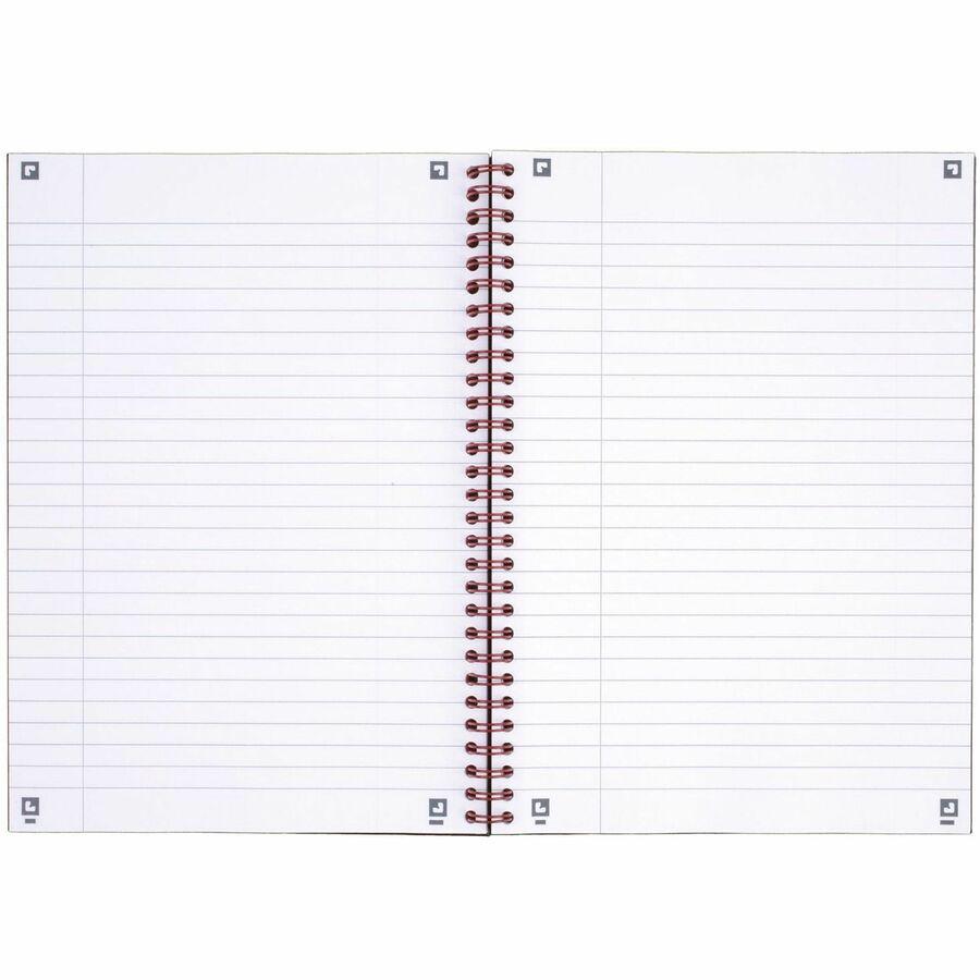 Black n' Red Hardcover Business Notebook - 70 Sheets - Twin Wirebound - Ruled9.9" x 7" - Black/Red Cover - Bleed Resistant, Ink Resistant, Hard Cover, Perforated, Foldable - 1 Each. Picture 2