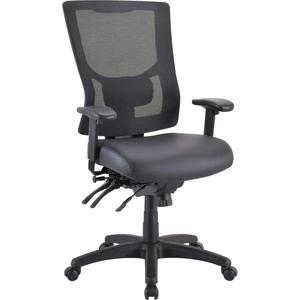 Lorell Conjure Executive High-back Mesh Back Chair Frame - Black - Bonded Leather - 1 Each. Picture 3