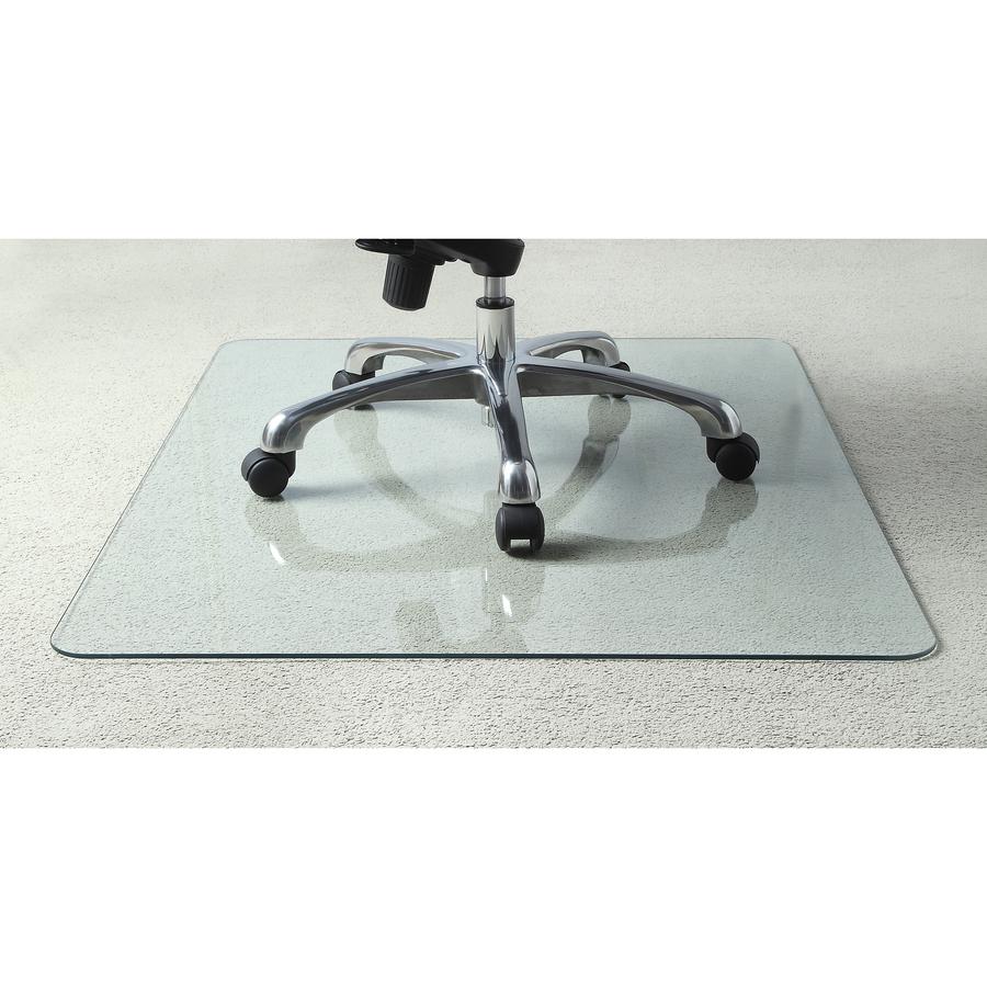 Lorell Tempered Glass Chairmat - Floor, Pile Carpet, Hardwood Floor, Marble - 36" Length x 46" Width x 0.250" Thickness - Rectangular - Tempered Glass - Clear - 1Each. Picture 2