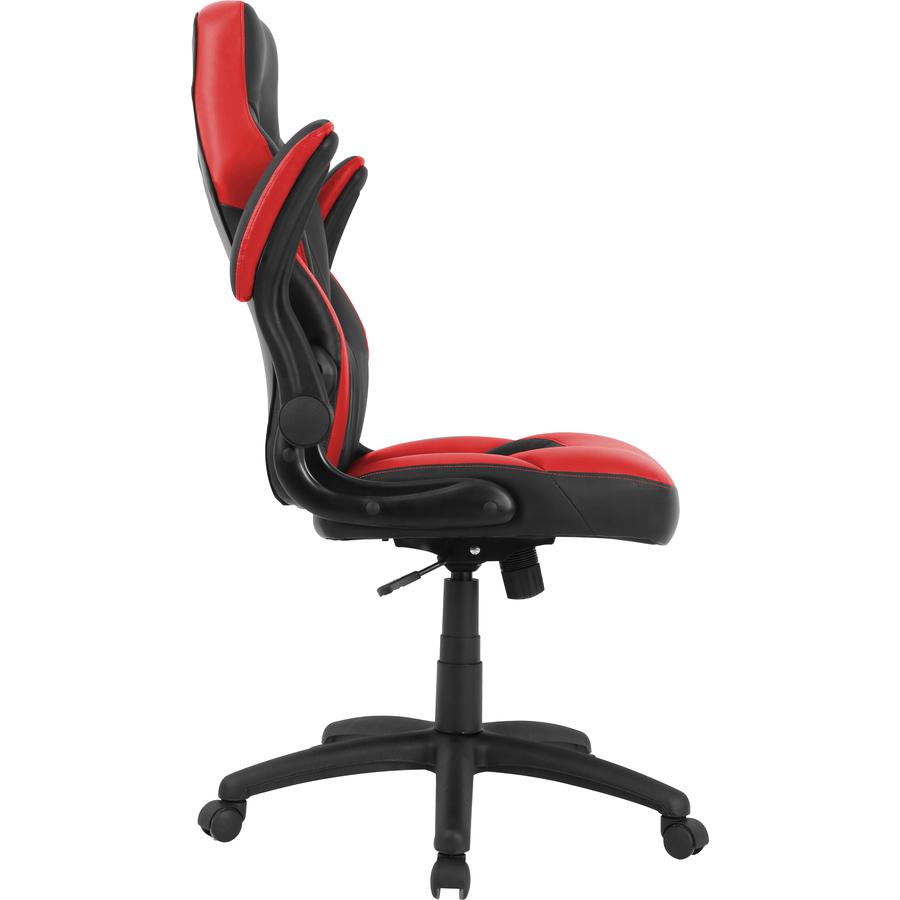 Lorell Bucket Seat High-back Gaming Chair - Red, Black Seat - Red, Black Back - 5-star Base - 28" Length x 20.5" Width x 47.5" Height. Picture 2