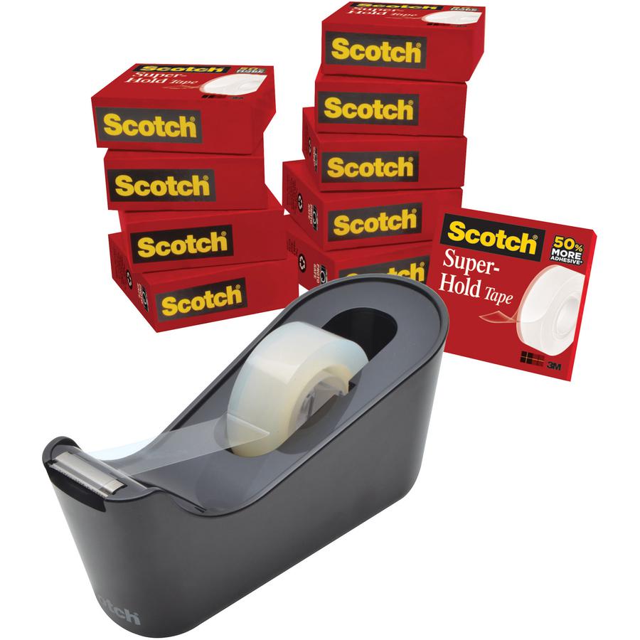 Scotch Super-Hold Tape - 27.78 yd Length x 0.75" Width - Dispenser Included - 10 / Pack - Clear. Picture 4