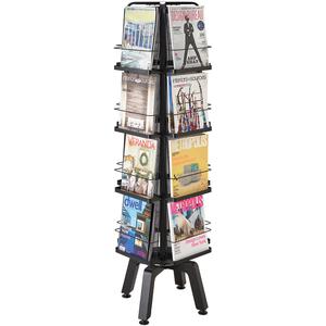 Safco Onyx Mesh Rotating Magazine Stand - 16 Pocket(s) - 58.6" Height x 18.3" Width x 18.3" DepthFloor - 28% Recycled - Black - Steel, Polyvinyl Chloride (PVC) - 1 Each. Picture 3
