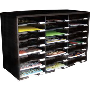 Storex Stackable Literature Sorter - 12000 x Sheet - 24 Compartment(s) - 9.50" x 12" - 20.5" Height x 14.1" Width31.4" Length - Black - Plastic, Polystyrene - 1 Each. Picture 3