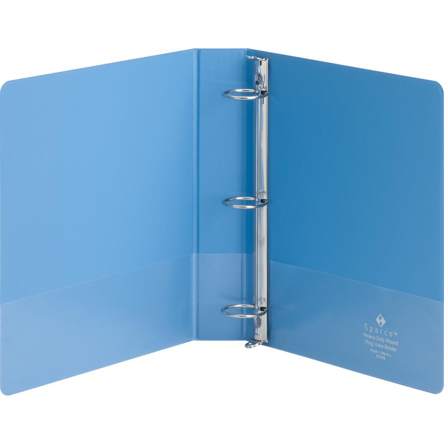 Business Source Heavy-duty View Binder - 1 1/2" Binder Capacity - Letter - 8 1/2" x 11" Sheet Size - 350 Sheet Capacity - Round Ring Fastener(s) - 2 Internal Pocket(s) - Polypropylene-covered Chipboar. Picture 2