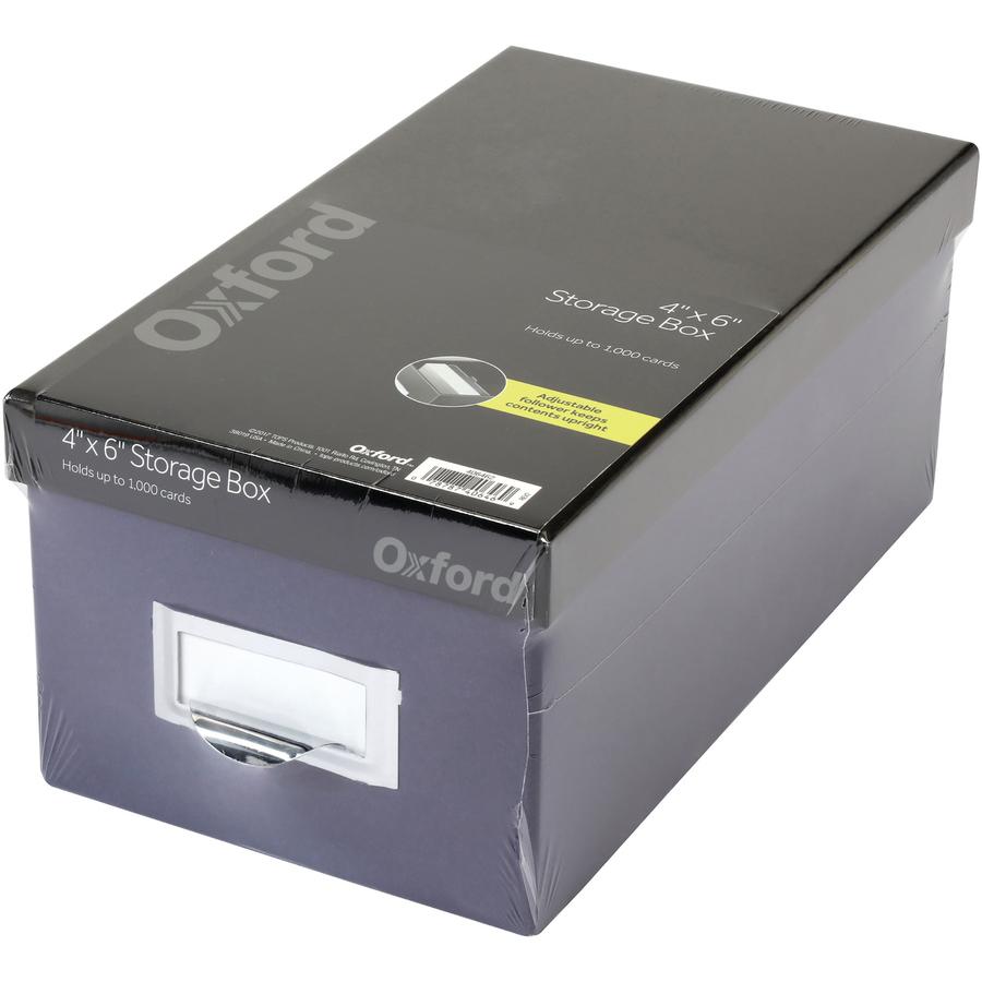 Oxford Index Card Storage Box - External Dimensions: 11.5" Length x 6.5" Width x 5" Height - Media Size Supported: Index Card 4" x 6" - 1000 x Index Card (4" x 6") - Indigo, Black - For Index Card, Re. Picture 3