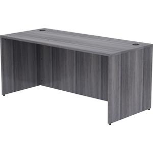 Lorell Essentials Series Rectangular Desk Shell - 66" x 30"29.5" , 1" Top - Laminate, Weathered Charcoal Table Top - Grommet. Picture 8