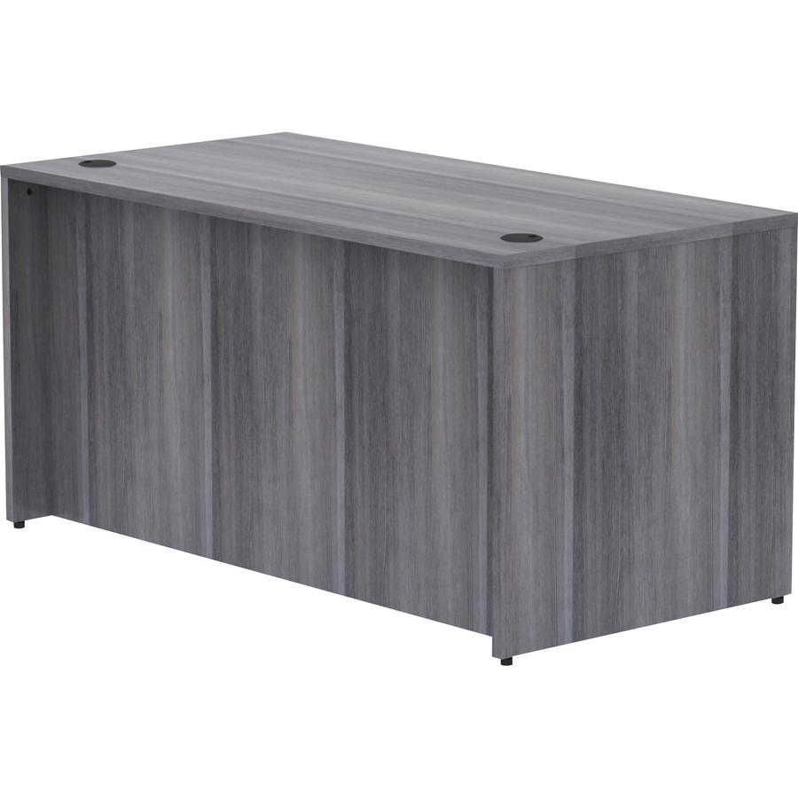 Lorell Weathered Charcoal Laminate Desking Desk Shell - 60" x 30" x 29.5" , 1" Top - Material: Polyvinyl Chloride (PVC) Edge - Finish: Laminate Top, Weathered Charcoal Top. Picture 9