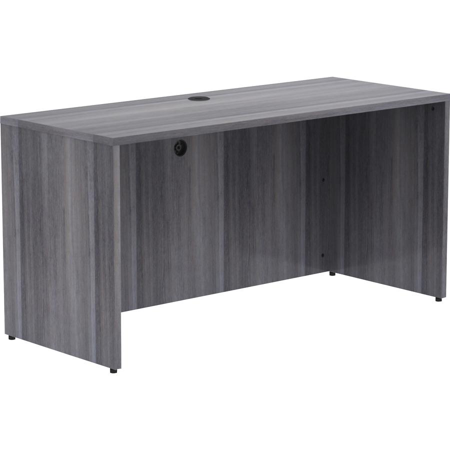 Lorell Essentials Series Credenza Shell - 60" x 24"29.5" , 1" Top - Laminate, Weathered Charcoal Table Top - Modesty Panel. Picture 2