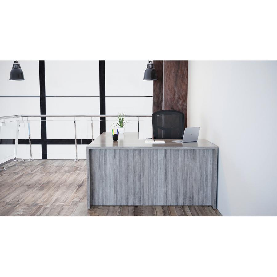 Lorell Essentials Series Return Shell - 42" x 24"29.5" , 1" Top - Laminate, Weathered Charcoal Table Top - Modesty Panel. Picture 2