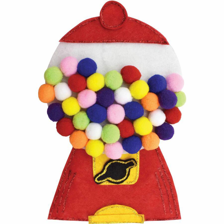 Creativity Street Peel-n-Stick Pom Pons - Project - 11.75"Height x 1.50"Width x 9.25"Length - 240 / Pack - White, Pink, Purple, Blue, Yellow, Orange, Green, Red - Plush. Picture 2