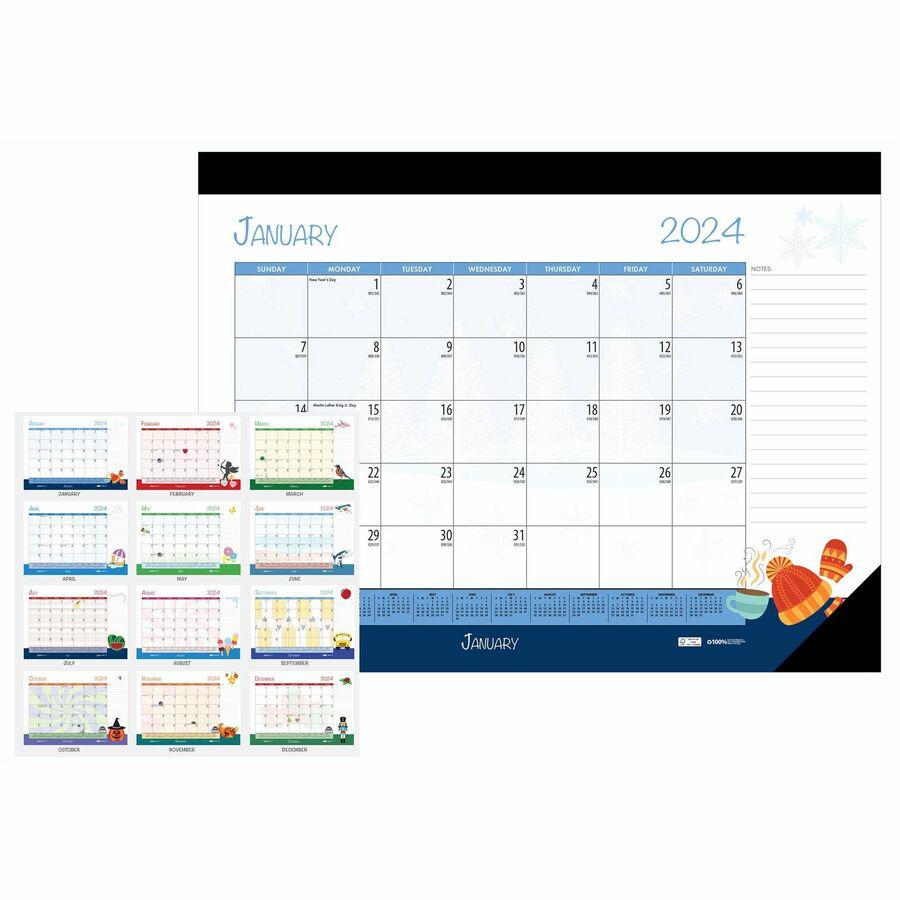 House of Doolittle Monthly Deskpad Calendar Seasonal Holiday Depictions 22 x 17 Inches - Julian Dates - Monthly - 12 Month - January 2024 - December 2024 - 1 Month Single Page Layout - Desk Pad - Mult. Picture 2