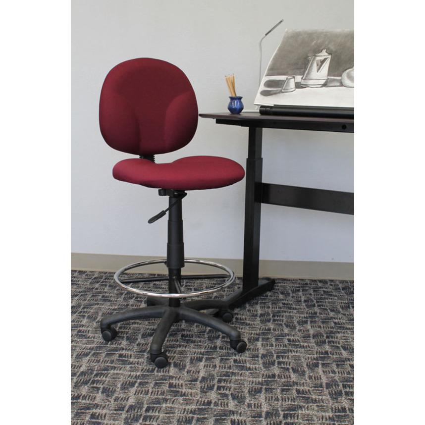Boss Stand Up Drafting Stool with Foot Rest Black - Black Vinyl Seat - Black Vinyl Back - 5-star Base - 1 Each. Picture 2