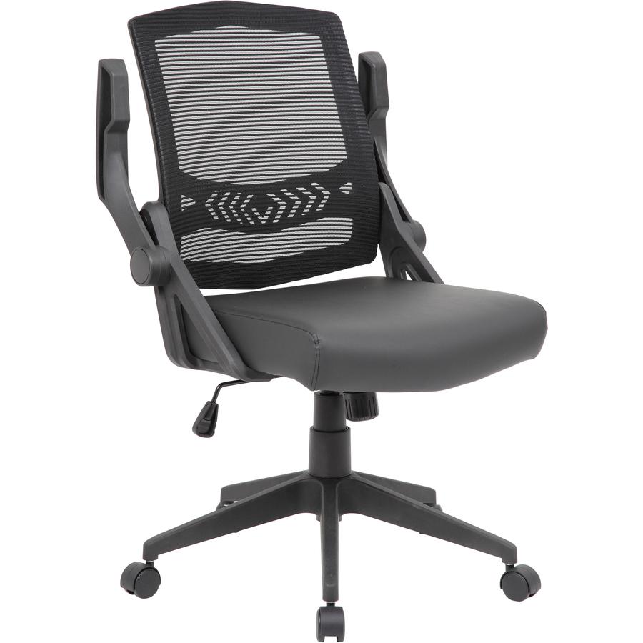 Boss Mesh Flip Arm Task Chair - Black Seat - Black Back - Black Frame - 5-star Base - 1 Each. Picture 2