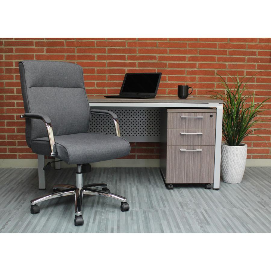 Boss Modern Executive Conference Chair-Grey Linen - Gray Linen Seat - Gray Linen Back - Chrome Frame - 5-star Base - Armrest - 1 Each. Picture 4
