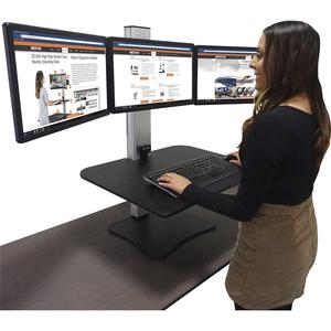 Victor High Rise Electric Triple Monitor Standing Desk - 23" to 34" Screen Support - 37.50 lb Load Capacity - 20" Height x 28" Width x 23" Depth - Desktop, Tabletop - High Pressure Laminate (HPL) - Wo. Picture 3