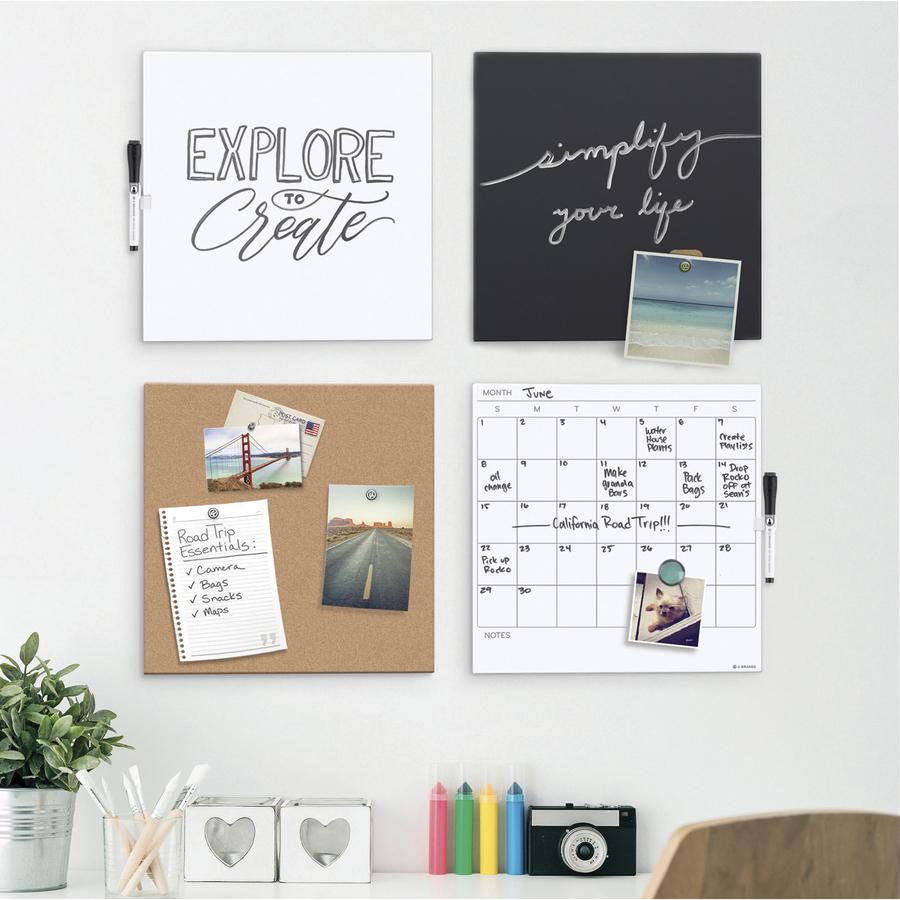 U Brands Magnetic Dry Erase Calendar Board - 14.6" Height x 14" Width - White Painted Steel Surface - Square - Horizontal - 1 Each. Picture 2