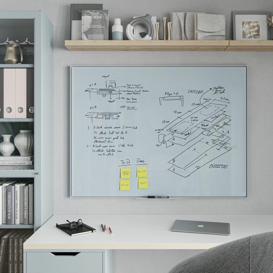 U Brands Glass Dry Erase Board, Only for use with HIGH Energy Magnets, 35" x 47" , White Frosted Surface, White Aluminum Frame (2826U00-01) - 35" (2.9 ft) Width x 47" (3.9 ft) Height - Frosted White T. Picture 3