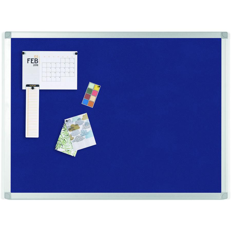 Bi-silque Ayda Fabric 24"W Bulletin Board - Blue Fabric Surface - Tackable, Sleek Style, Robust - 1 Each - 0.5" x 24". Picture 2