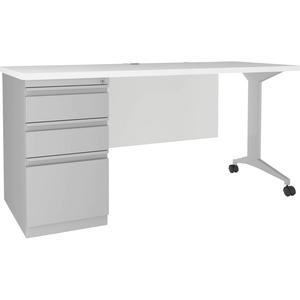 Lorell Fortress Educator Desk Laminate Worksurface - 60" x 24" x 1.2" - T-mold Edge - Material: Laminate Work Surface - Finish: White. Picture 5