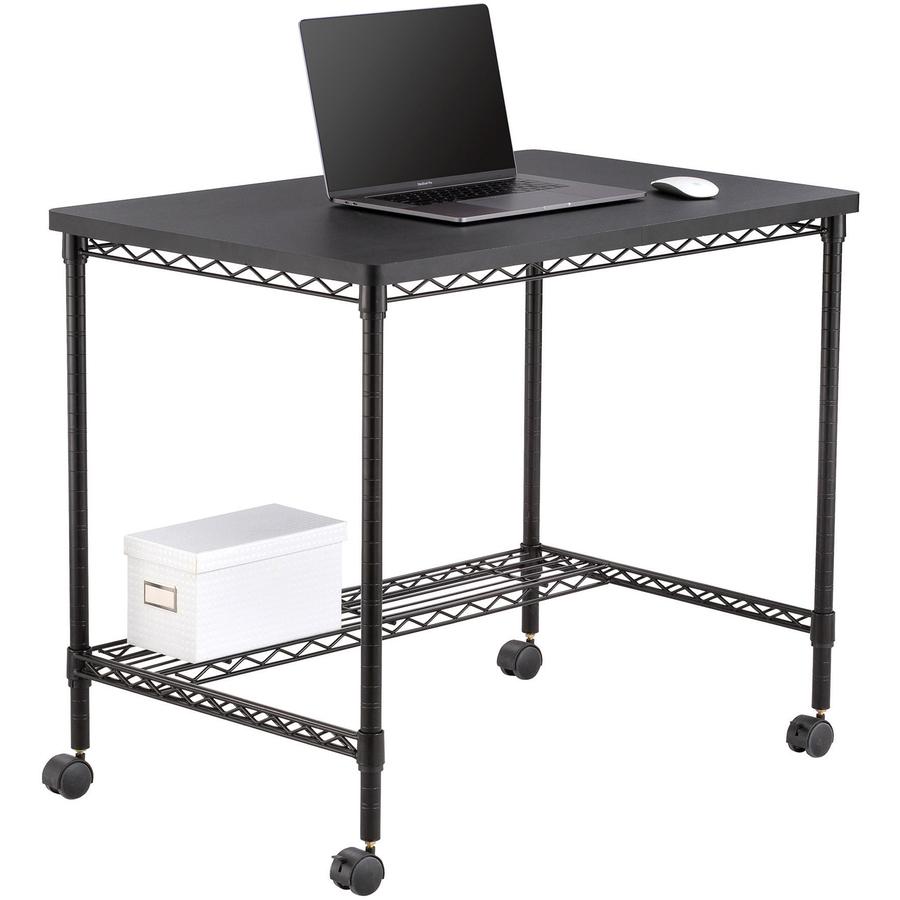 Safco Mobile Wire Desk - Melamine, Black - 35.75" Table Top Width x 24" Table Top Depth - 30.75" Height - Assembly Required - Black - 1 Each. Picture 4