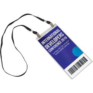 Advantus Event/Credential Badge Holder - 0.1" x 4" x 8" - 5 / Pack - Clear, Black. Picture 3
