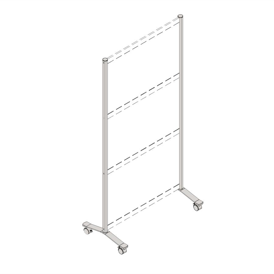 Lorell Adaptable Panel Legs for 50"H Configuration - 18.8" Width x 2" Depth x 71" Height - Aluminum - Silver. Picture 2