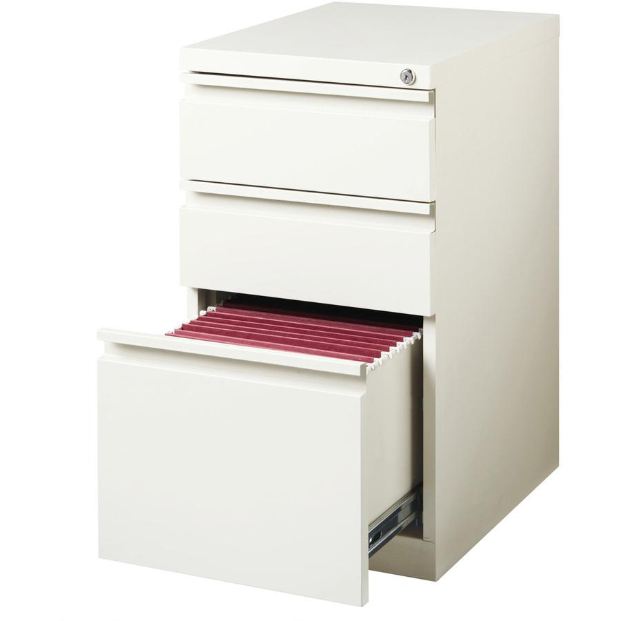 Lorell 20" Box/Box/File Mobile File Cabinet with Full-Width Pull - 15" x 19.9" x 27.8" for Box, File - Letter - Vertical - Mobility, Ball-bearing Suspension, Removable Lock, Pull-out Drawer, Recessed . Picture 2