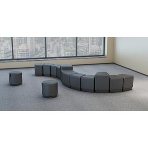 Lorell Contemporary Seating Round Foot Stool - Black Polyurethane Seat - 1 Each. Picture 4