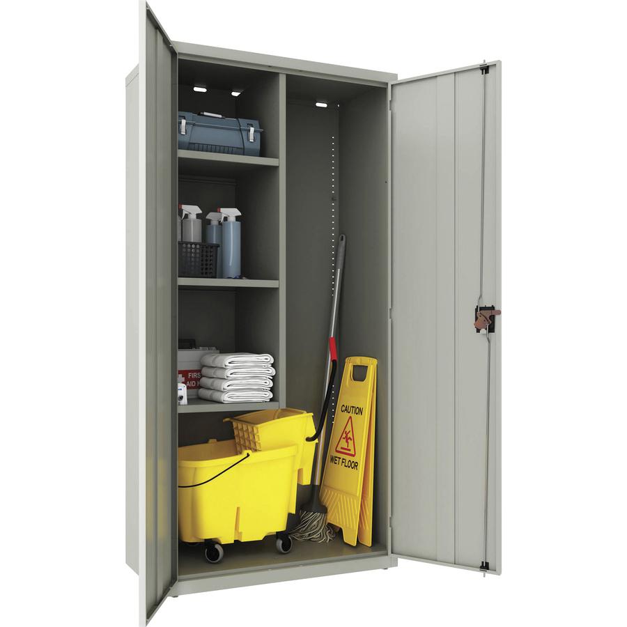 Lorell Fortress Series Janitorial Cabinet - 36" x 18" x 72" - 4 x Shelf(ves) - Hinged Door(s) - Locking System, Welded, Sturdy, Recessed Locking Handle, Durable, Removable Lock, Storage Space, Adjusta. Picture 2