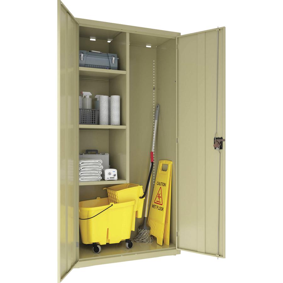 Lorell Fortress Series Janitorial Cabinet - 36" x 18" x 72" - 4 x Shelf(ves) - Hinged Door(s) - Locking System, Welded, Sturdy, Recessed Locking Handle, Durable, Powder Coat Finish, Storage Space, Adj. Picture 2
