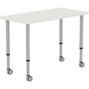 Lorell Attune Height-adjustable Multipurpose Rectangular Table - Rectangle Top - Adjustable Height - 26.62" to 33.62" Adjustment x 48" Table Top Width x 23.62" Table Top Depth - 33.62" Height - Assemb. Picture 7