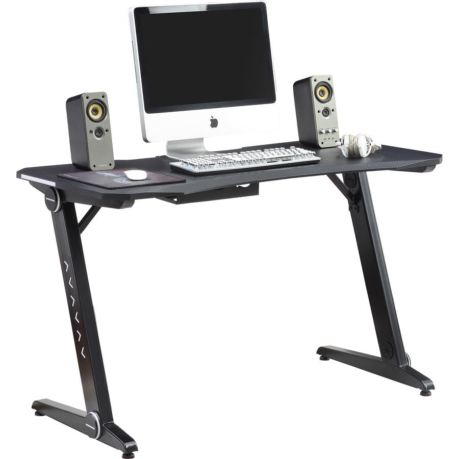 Lorell Standard Ergonomic Gaming Desk - x 47" Table Top Width x 23.75" Table Top Depth - 29" Height - Assembly Required - Black. Picture 3