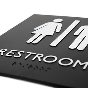 Lorell Unisex Restroom Sign - 1 Each - Restroom (Accessible) Print/Message - 8" Width x 8" Height - Square Shape - Surface-mountable - Easy Readability, Injection-molded - Restroom, Architectural - Pl. Picture 3