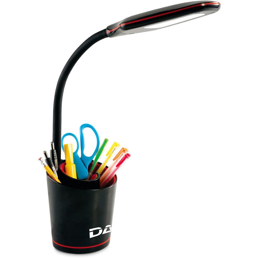 Data Accessories Company Desk Lamp - 16" Height - 5.50 W LED Bulb - Desk Mountable - Black, Red - for Office, Home, Dorm. Picture 2