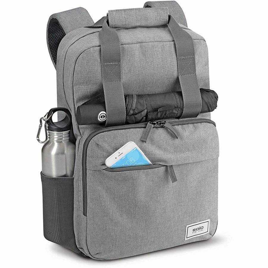Solo Re:claim Carrying Case (Backpack) for 15.6" Notebook - Gray - Bump Resistant, Damage Resistant - Mesh Pocket - Shoulder Strap, Luggage Strap, Handle - 16.5" Height x 12.3" Width x 6.8" Depth - 1 . Picture 2